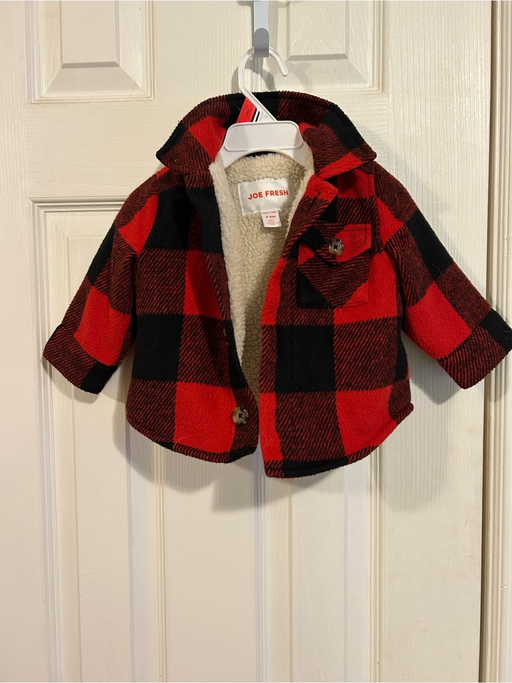 Joe Fresh Red and Black Buffalo Plaid Sherpa-Lined Kids Jacket